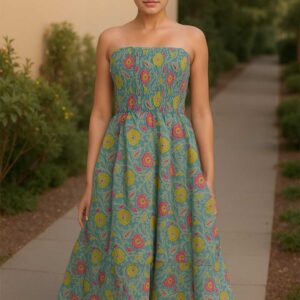 Floral Breeze Strapless Maxi Dress