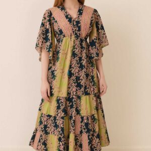 Peacock Garden Boho Maxi Dress