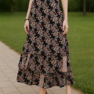 Elegant Baroque Print A-Line Skirt