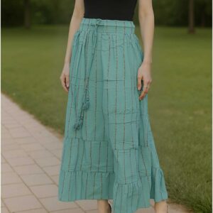 Aqua Blue Striped Boho Skirt