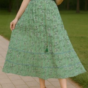 Pastel Green Paisley A-Line Skirt