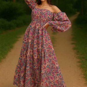 floral off -shoulder maxi dress