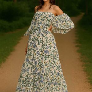 floral off -shoulder maxi dress