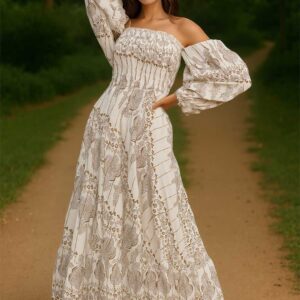 floral off -shoulder maxi dress