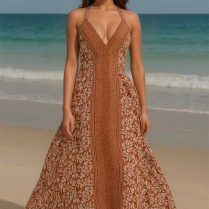 Ivory Boho Halter Maxi Dress