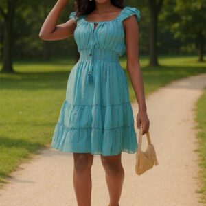 Aqua Shimmer midi Dress