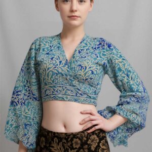 Azure Bloom Wrap Top