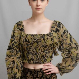 Golden Leaf Charm smocked top