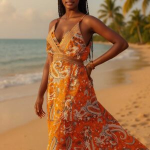 Paisley Charm Sleeveless Maxi Dress