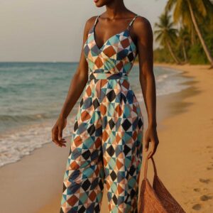 eometric Print Spaghetti Strap Jumpsuit