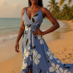 Blue Blossom High-Low Dress