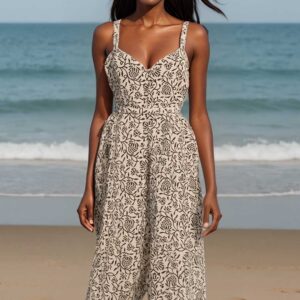 Botanical Print Spaghetti Strap Jumpsuit