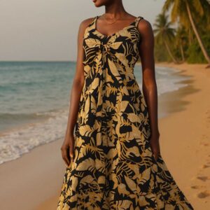 Tropical Leaf Maxi Dress