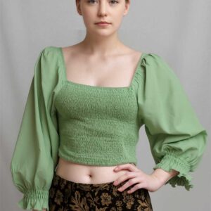 Sage Bloom Smocked Top