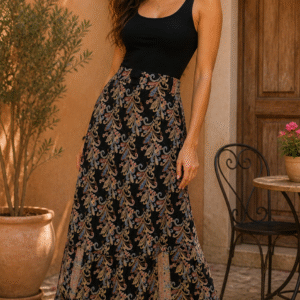 Elegant Baroque Print A-Line Skirt