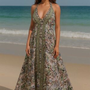 Ivory Boho Halter Maxi Dress