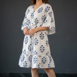 Indigo Bloom Mini Dress