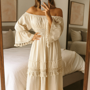 Ivory Breeze Off-Shoulder Dress