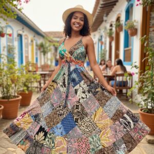 Vintage Patchwork Long Dress