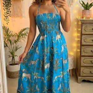 Strap Smocked Long Dress